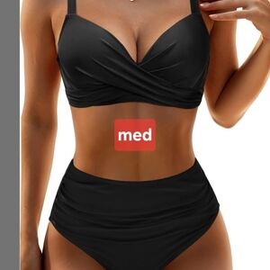 Chic Black Pushup High Waist Bikini Med